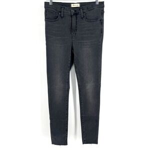 Madewell Women Skinny Jeans Gray Mid Rise Raw Hem Stretch Size 28